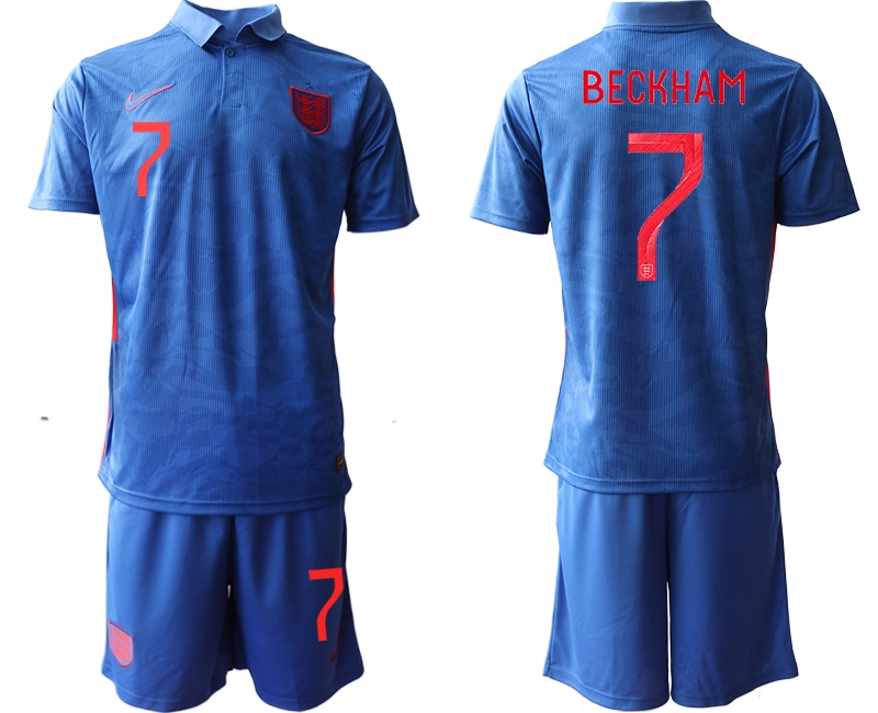 Men 2021 European Cup England away blue #7 Soccer Jersey1